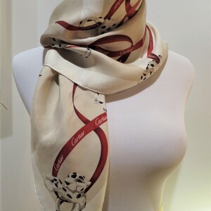 CARTIER SCARF, "Petite Panthere" Model, 100% Silk with Cartier Tag, Made in Italy, Cartier Foulard Soie, Vintage Scarf afbeelding 2