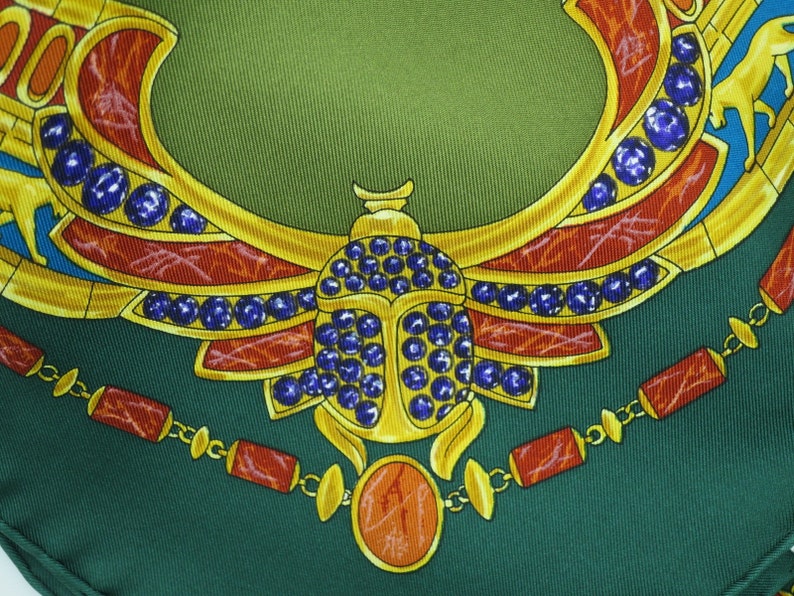 CARTIER SCARF, "L'Égypte" Edition, 100% Silk, Includes Cartier Tag, Box & Certificate, Made in France, Cartier Foulard Soie, Vintage Scarf image 1