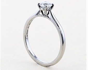 Cartier 1895 Solitaire Ring: Diamond Platinum Ring, Size