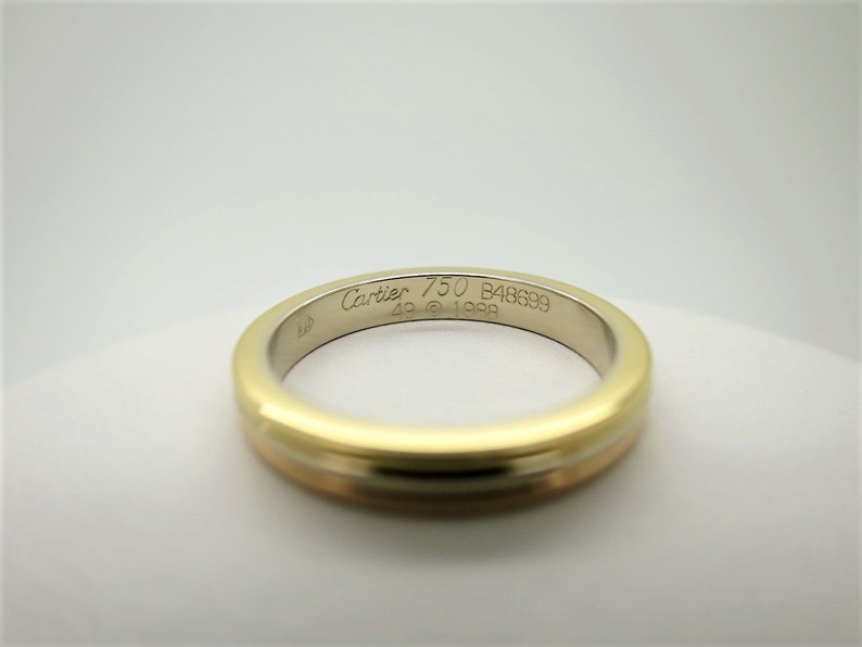 CARTIER TRINITY Wedding Ring, Size 49 (5 US), 18kt 3-Gold Band, Cartier Box & Certificate, Cartier B4052200, Cartier B4052249, Stacking Ring image 5