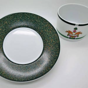 CARTIER (2) CUP & SAUCER, Vintage Cartier, "La Maison Venitienne" Porcelain in Jade Green, Fine China, Limoges China, Gifts for Her image 3