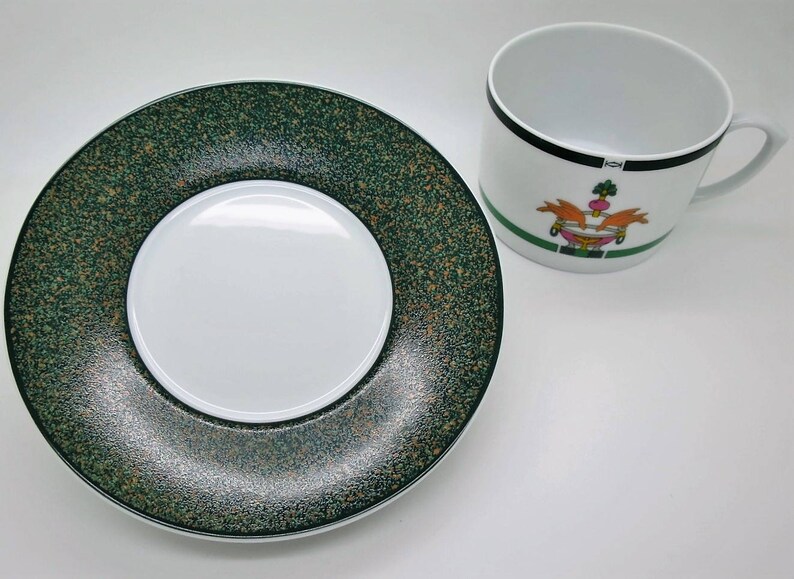 CARTIER (2) CUP & SAUCER, Vintage Cartier, "La Maison Venitienne" Porcelain in Jade Green, Fine China, Limoges China, Gifts for Her image 3