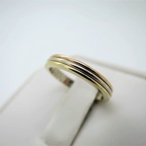 CARTIER TRINITY Wedding Ring, Size 49 (5 US), 18kt 3-Gold Band, Cartier Box & Certificate, Cartier B4052200, Cartier B4052249, Stacking Ring image 4