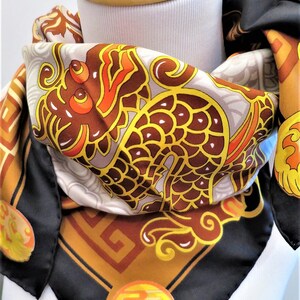 CARTIER SCARF, "Le Baiser du Dragon" Edition, 100% Silk, Includes Cartier Tag & Certificate, Cartier Red Box, Foulard Soie, Vintage Scarves image 4