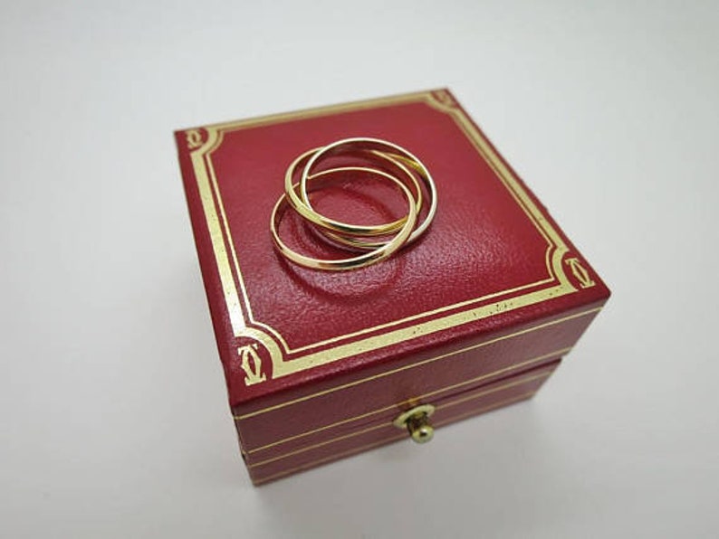 CARTIER XS Trinity Ring, 56 (7.5US), 18kt 3-Gold, Cartier Box & Certificate, Rings for Women, Stackable Rings, Bands For Men, Wedding Band image 2
