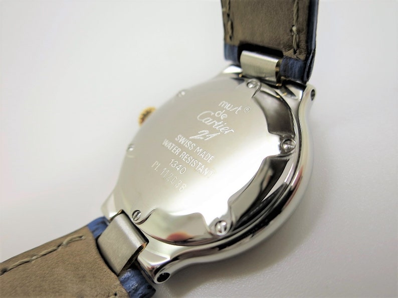 CARTIER WATCH MUST 21 the 150th Anniversary Edition in Steel on Leather Strap with Quartz Movement and Deployant Clasp comes in Original Box