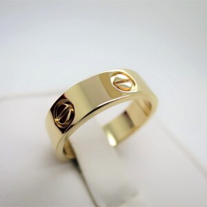 CARTIER LOVE Ring, Size 49 (4.75 US), 18kt Yellow Gold with Cartier Box & Certificate, Cartier B4084600, Cartier B4084649, Wide Band image 3