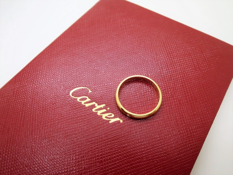 CARTIER WEDDING Ring, Size 51 (5.75 US) 2.5mm Yellow Gold & Diamond Band, Cartier B4057700, Cartier 1895 Ring w Certificate, Stackable Rings 画像 7