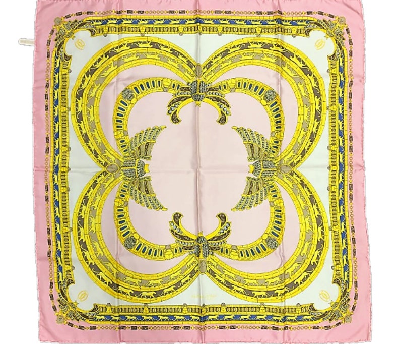 CARTIER SILK SCARF L'Égypte Edition with Original Cartier Tag and Red Shopper