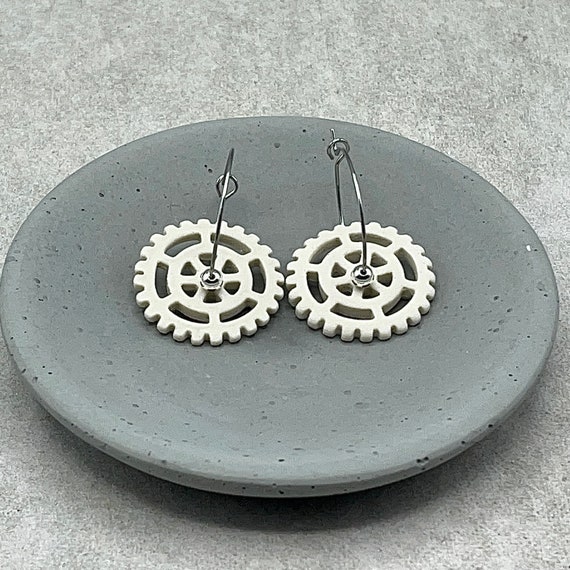 Gear Earring. Ceramic.