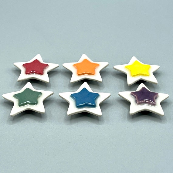 Rainbow Star Magnets. Ceramic Magnet Set