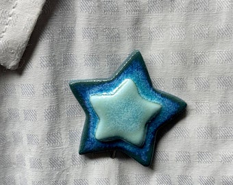 Military Blue Star Pin Back Lapel Pin Gold Tone Blue Enamel Vintage - Etsy