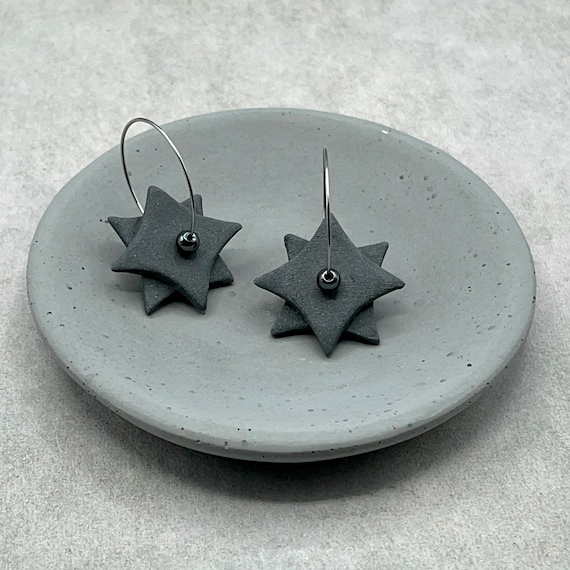 Black Geometric Earrings. Ceramic.