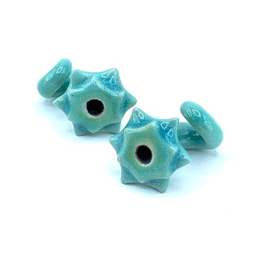 0 Gauge Ceramic Plugs. Sea Green Flower. 8mm