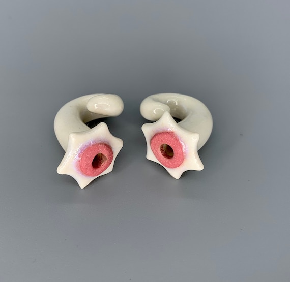 0 Gauge Porcelain Ceramic Earrings