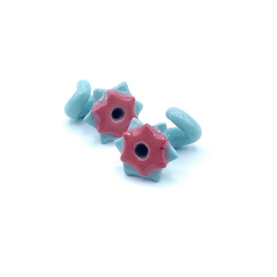 0 Gauge Flower Earrings. 8mm Ceramic Gauged Earrings