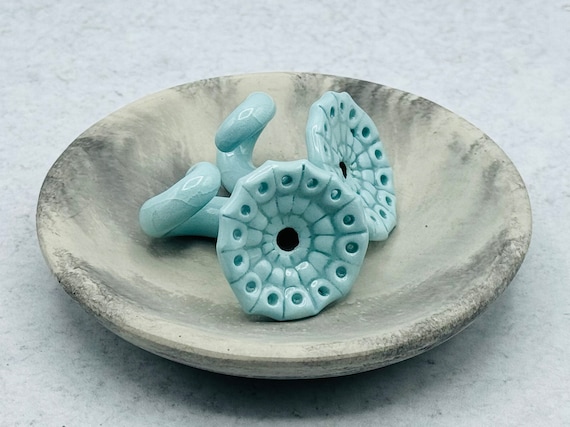 0 Gauge Blue Ceramic earring