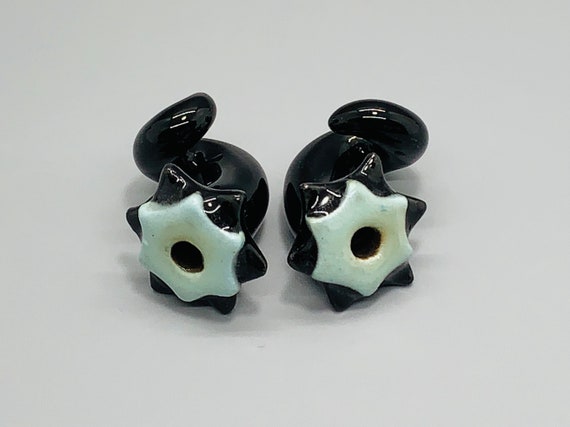 00 Gauge, Ceramic, Flower, Earring, 10mm