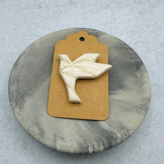 Ceramic Dove Brooch Pin
