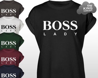 BOSS Lady T-Shirt Shirt Feminist Top Womens Wife Mum Slogan Tee Muttertagsgeschenk