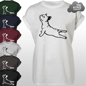 French Bulldog Yoga Pose T-Shirt Cobra Downward Dog Tee Top Pug Pilates Meditation Tshirt Sweatshirt image 1