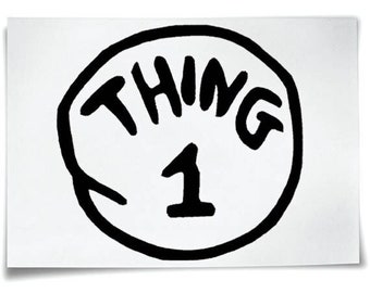 Thing 1 Opstrijkbare T-shirttransfer 2 3 4 5 6 7 Kinderen Volwassenen Wereldboekendag Kostuumsticker
