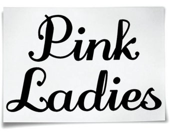 Pink Ladies Iron On T-Shirt Transfer Grease Sandy Hen Nights Parties Ladys Fancy Dress Costume