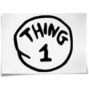 Thing 1 Iron On T-Shirt Transfer 2 3 4 5 6 7 Kids Adults World Book Day Fancy Dress Sticker image 1