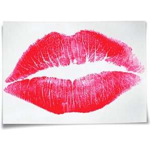 Lipstick Kiss Iron on T-shirt Transfer Red Lips Print Kiss Snog Peck ...