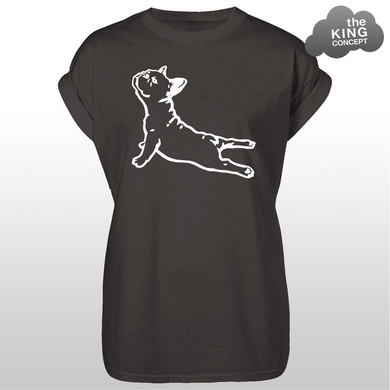 French Bulldog Yoga Pose T-Shirt Cobra Downward Dog Tee Top Pug Pilates Meditation Tshirt Sweatshirt Charcoal