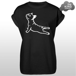 French Bulldog Yoga Pose T-Shirt Cobra Downward Dog Tee Top Pug Pilates Meditation Tshirt Sweatshirt Black