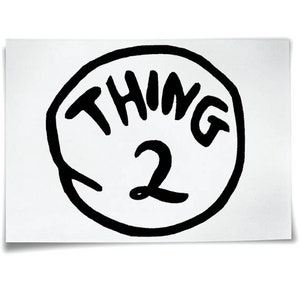 Thing 1 Iron On T-Shirt Transfer 2 3 4 5 6 7 Kids Adults World Book Day Fancy Dress Sticker image 3