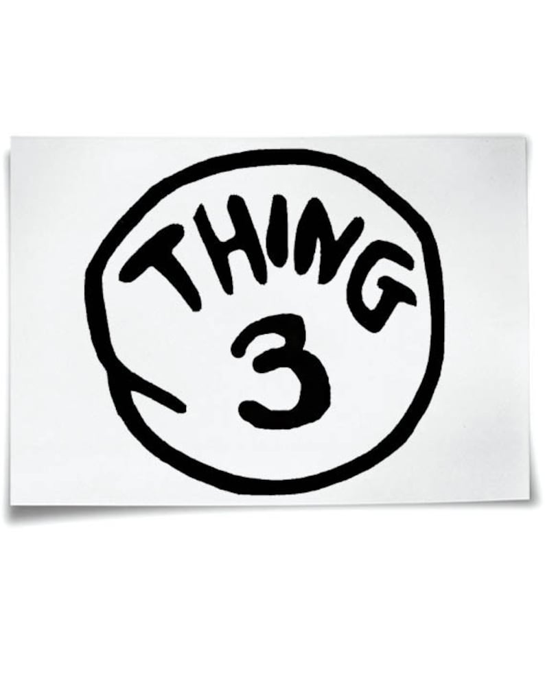 Thing 1 Iron On T-Shirt Transfer 2 3 4 5 6 7 Kids Adults World Book Day Fancy Dress Sticker image 4