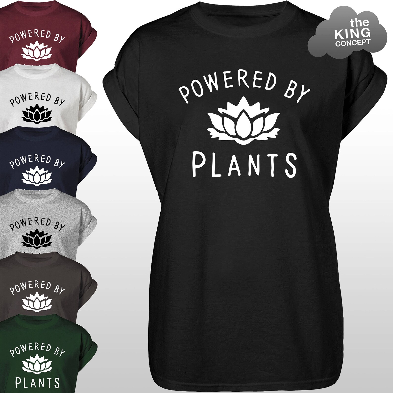 T-shirt Unisexe Végétalien - Motif "Powered By Green Energy" Légumes - Taille Unique