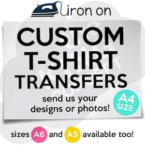 Custom Iron On T-Shirt Transfers Personalised Your Image Photo Design Hen Stag Nights Stickers Fancy Dress A4
