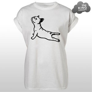 French Bulldog Yoga Pose T-Shirt Cobra Downward Dog Tee Top Pug Pilates Meditation Tshirt Sweatshirt White