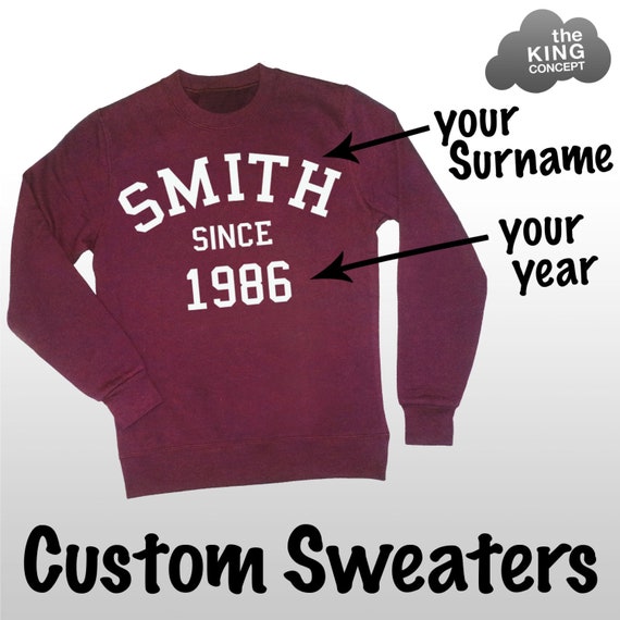 Custom Sweatshirt Personalised Jumper Sweater Pullover Your Name Varsity College Top Shirt Etsy