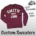 Custom Sweatshirt Personalised Jumper Sweater Pullover Your Name Varsity College Top Shirt 