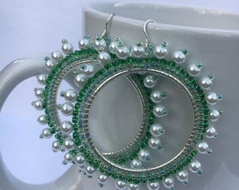 Green Pearl Earrings