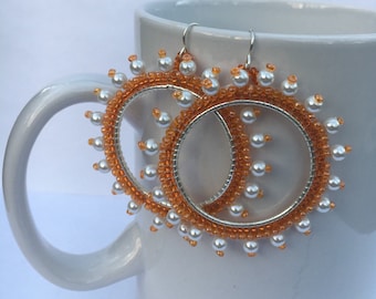 Orange Pearl Earrings