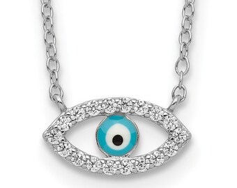 Sterling Silver Enamel Eye Necklace