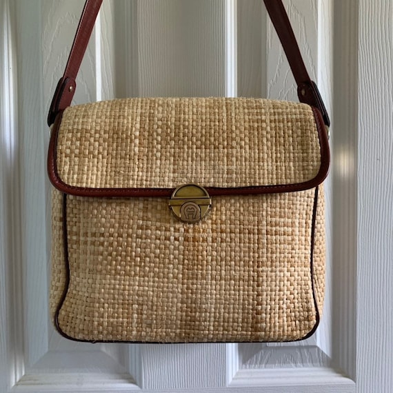 ETIENNE AIGNER Vintage Handmade Leather and Straw