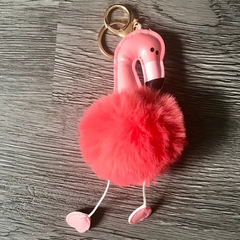 cute orange pink Flamingo Keychain Key ring bird summer Birthday Christmas Anniversary Gift Accessories Accessorise Accessory