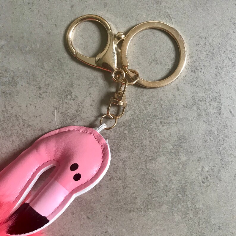 cute orange pink Flamingo Keychain Key ring bird summer Birthday Christmas Anniversary Gift Accessories Accessorise Accessory