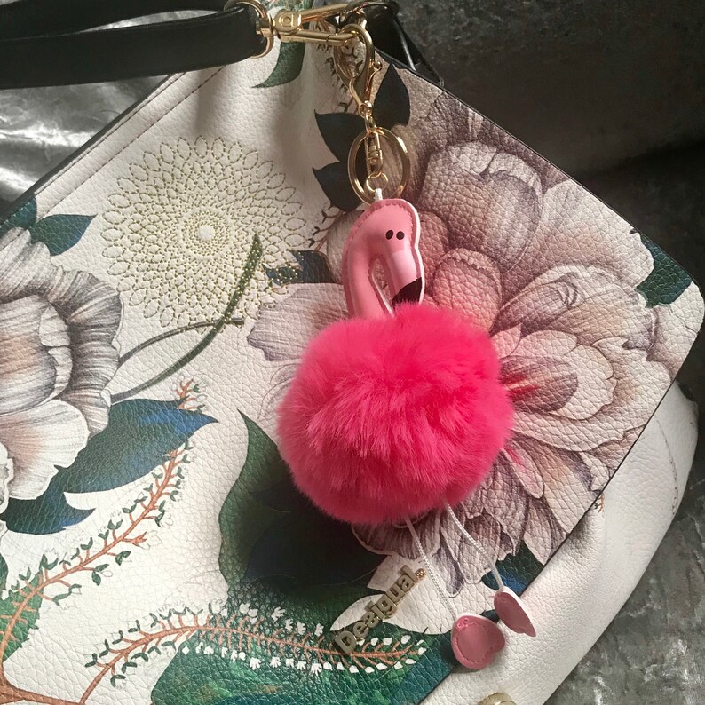 cute orange pink Flamingo Keychain Key ring bird summer Birthday Christmas Anniversary Gift Accessories Accessorise Accessory