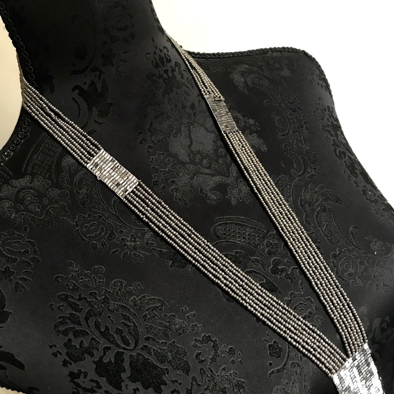 Statement boho drop y dangle Bib Fashion Modern silver grey necklace Bead chain birthday wedding summer anniversary gift