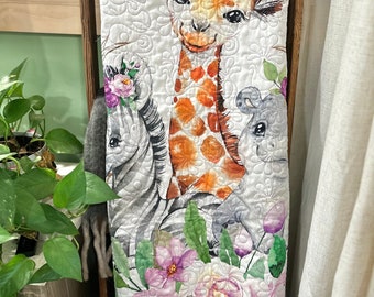 Quilted Animal Baby Blanket: Deer, Zebra, Giraffe