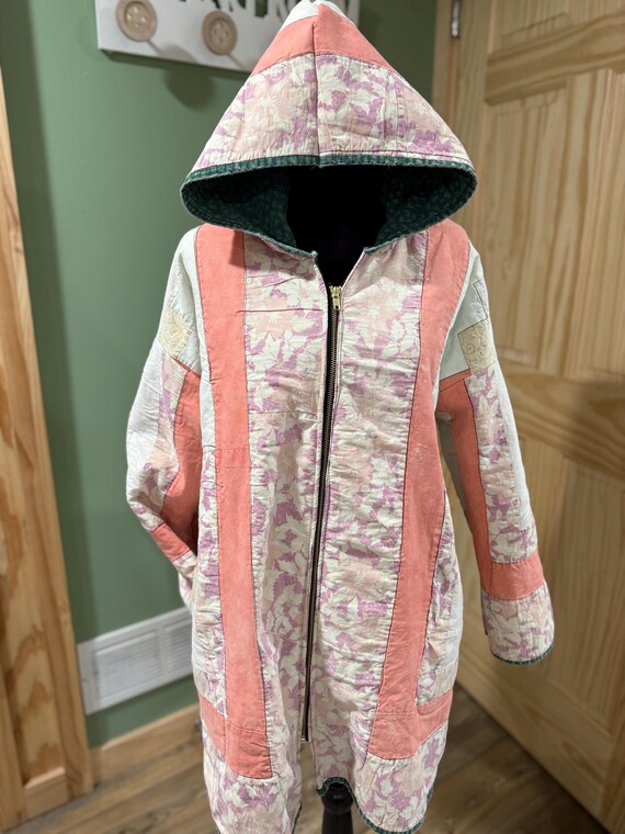 refurbished antique quilt jacket handmade coat made from vintage quilt