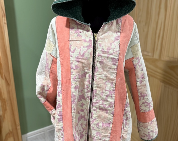 refurbished antique quilt jacket handmade coat made from vintage quilt