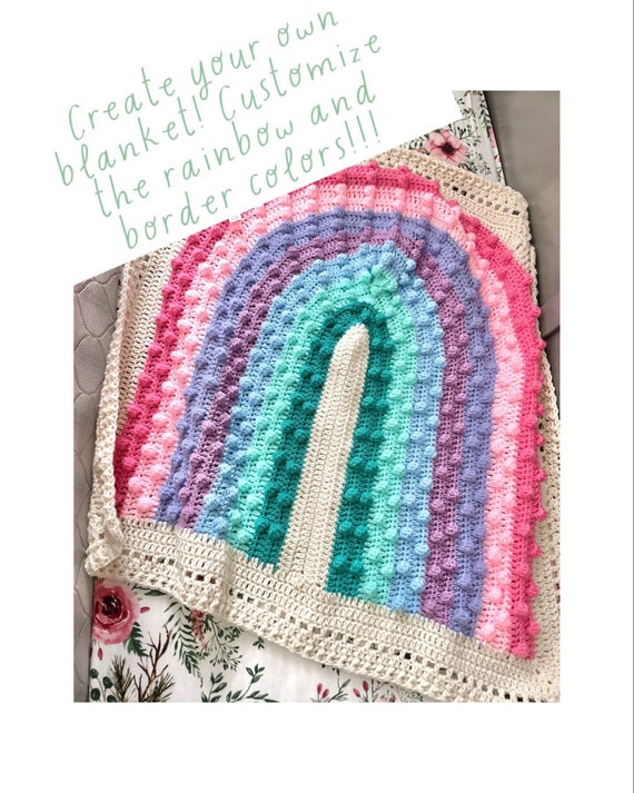 Crochet baby blanket afghan, rainbow baby crib blanket, crochet blanket, chunky yarn